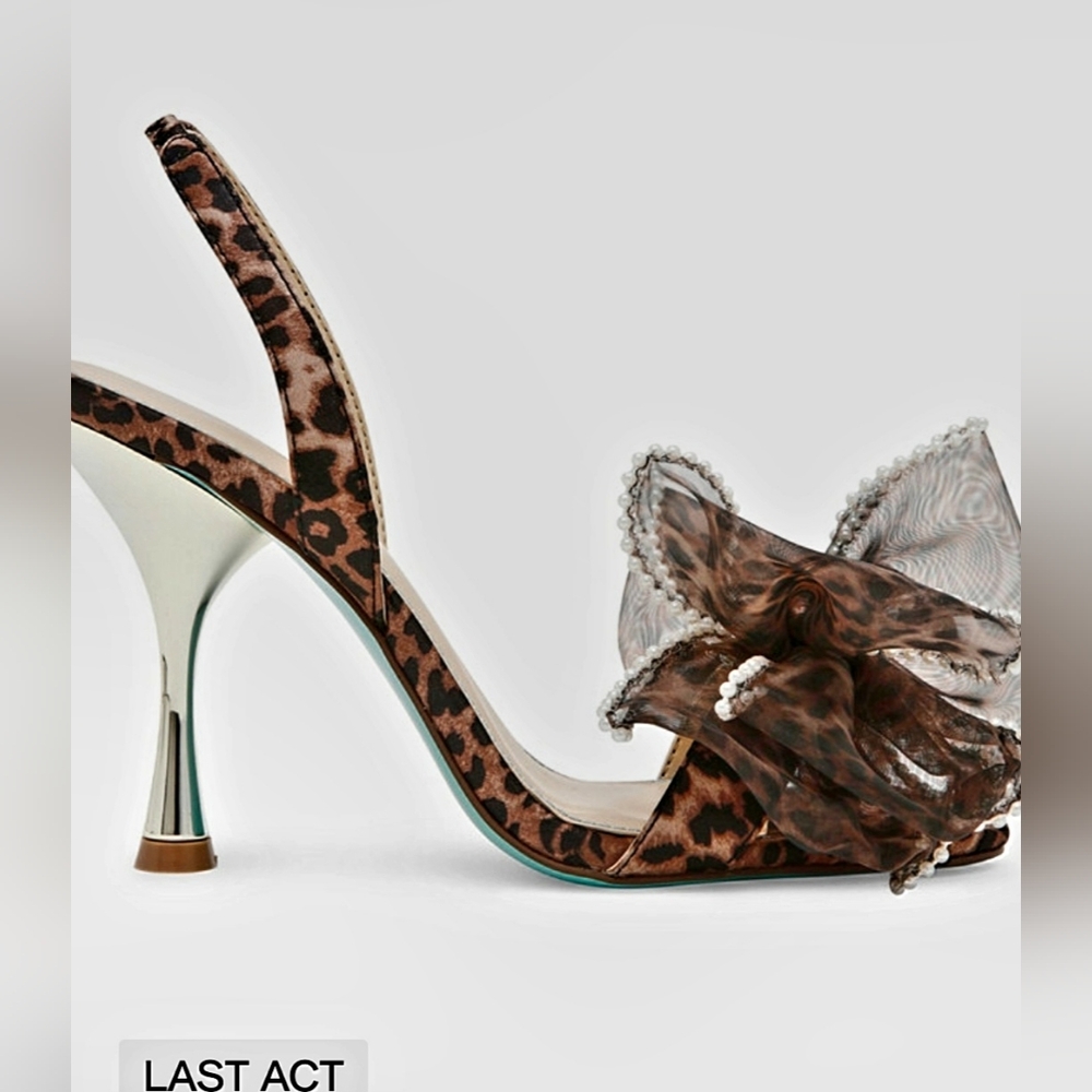 BETSEY JOHNSON FAWN MESH HIGH HEEL SANDALS COLOR LEOPARD 8.5 US NEW WITH BOX. - Picture 3 of 11